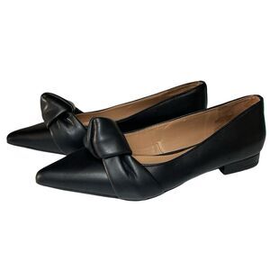 SAM & LIBBY Black‎ Laurena Knotted Pointed Toe Ballet Flat Shoes Size 9